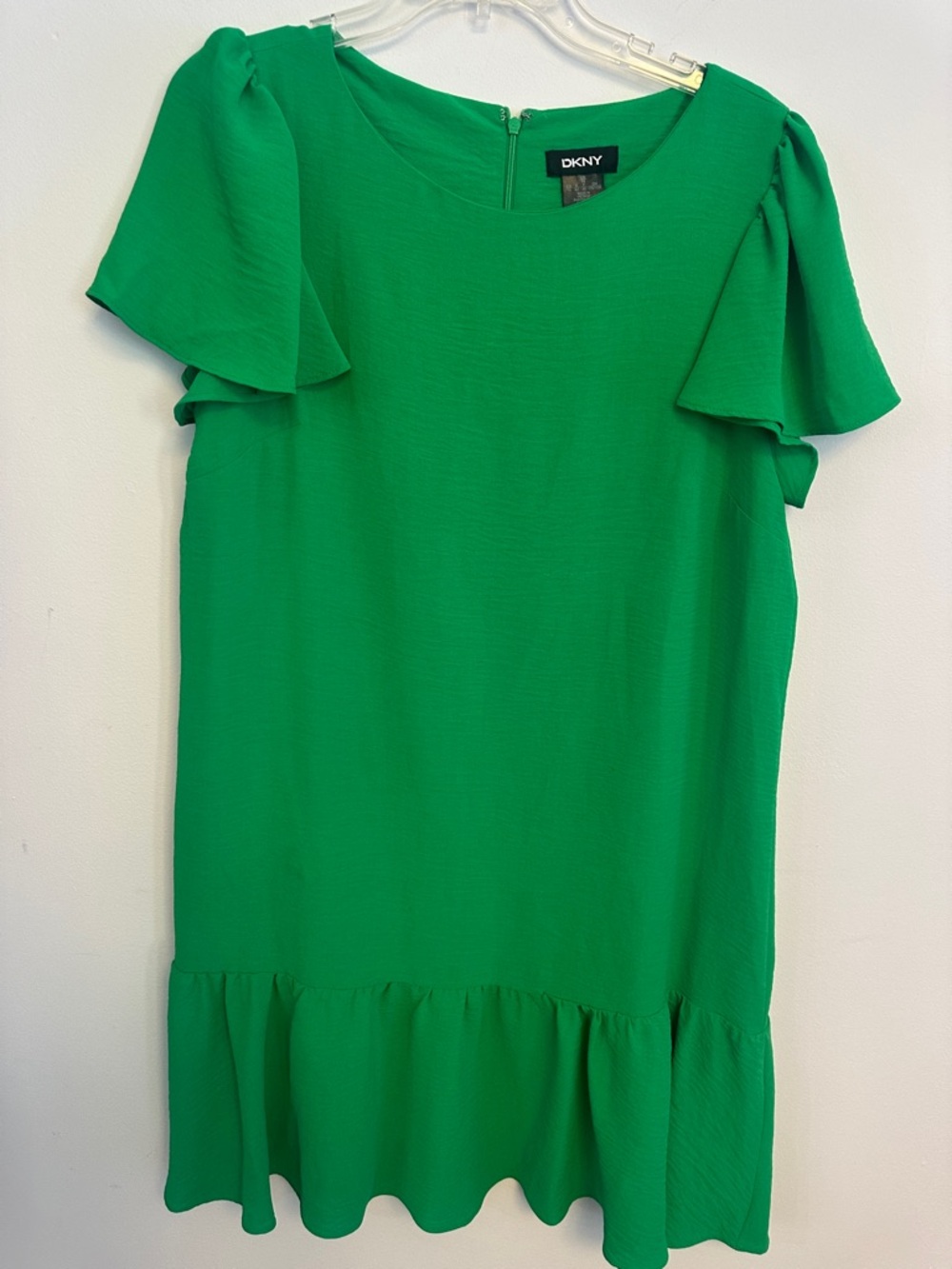 DKNY Green Mini Dress with Ruffled Hem